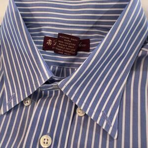 Brooks Brothers size20 youth 100% non-iron cotton blue and white strips
